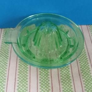Vintage Green/ Uranium Depression glass Hand Juicer